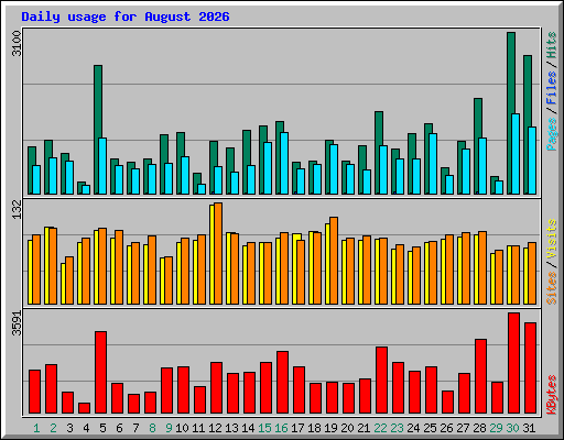 Daily usage for August 2026